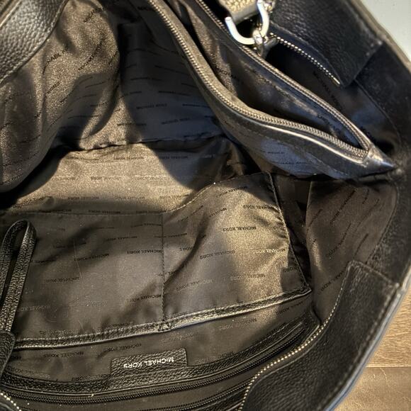 MICHAEL KORS Tote Bag Black Large Chain Mercer Work Bag Pebbled Leather Office - Picture 10 of 16